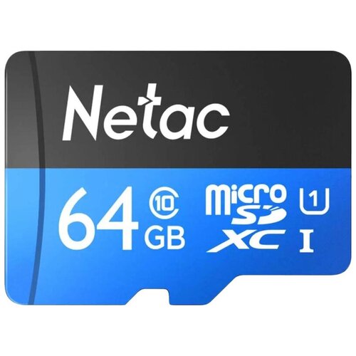 Карта памяти Netac MicroSD card P500 Standard 64GB, retail version w/SD, 1 шт. карта памяти netac microsd card p500 extreme pro 16gb retail version w sd adapter