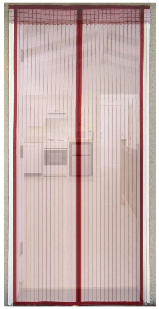 Сетка антимоскитная/ москитная на магнитах 90х210 см, цвет бордовый - фотография № 1