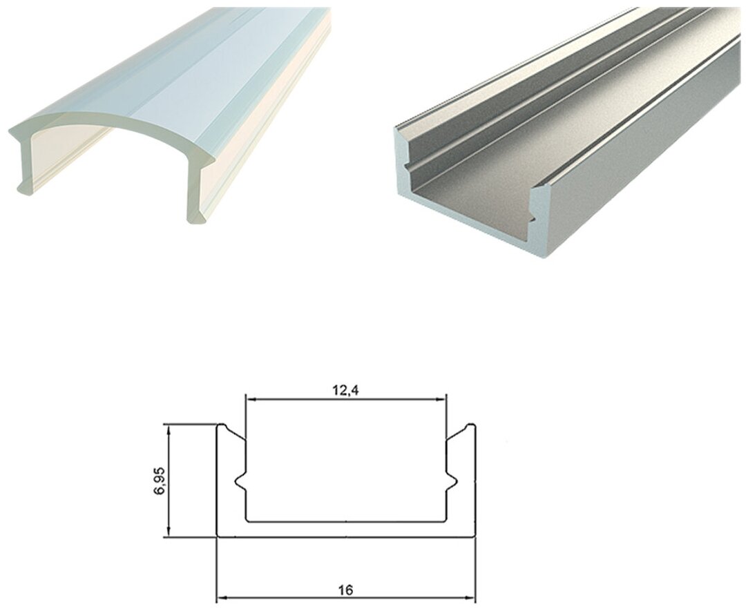 Алюминиевый профиль LC0716 209 (2000х16х7мм с рассеивателем) — купить в ...