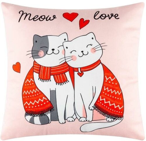 Подушка новогодняя Этель Meow love, 40х40 см, велюр, 100% п/э