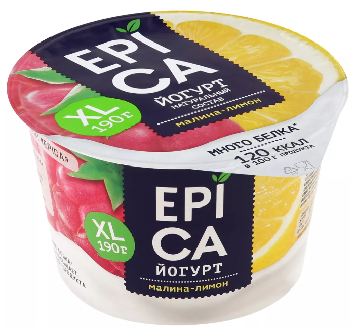 Йогурт EPICA XL малина-лимон 4.8%, 190 г