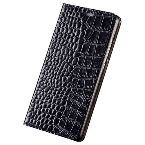 фото Чехол-книжка mypads premium для huawei honor 8x max (are-al00) из качественной импортной натуральной кожи теленка с фактурной прошивкой рельефа кожи крокодила черный