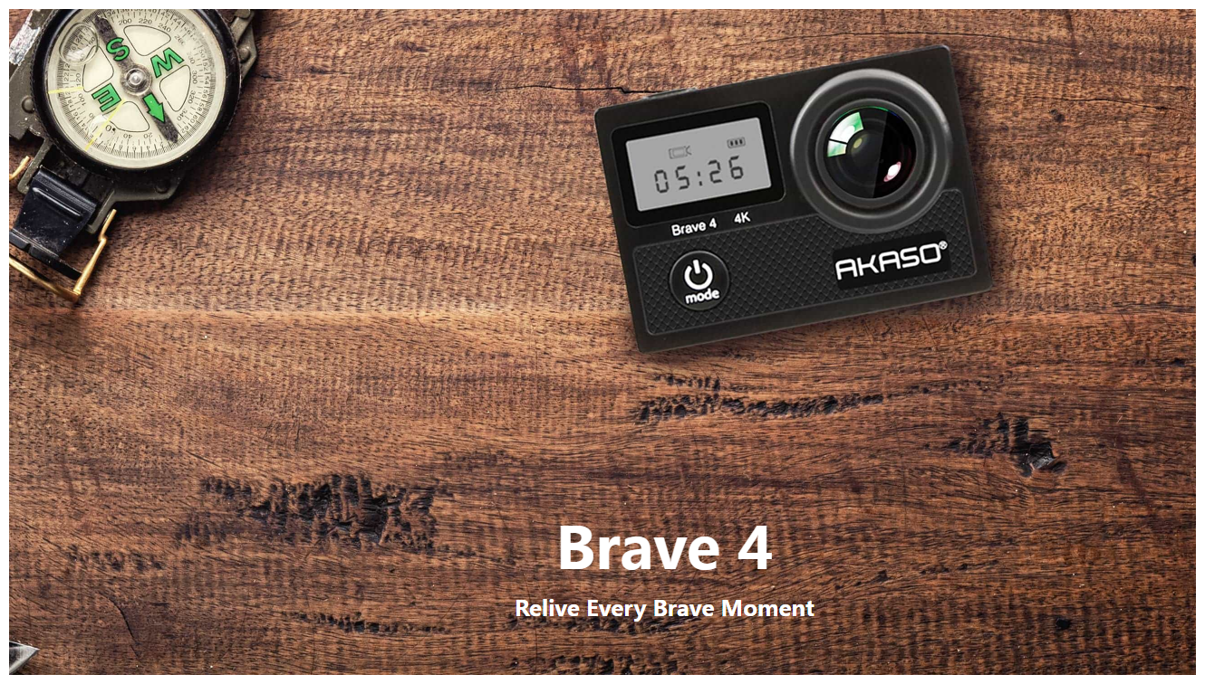 Экшн-камера AKASO Brave 4 20МП 3840x2160 1050 мА·ч