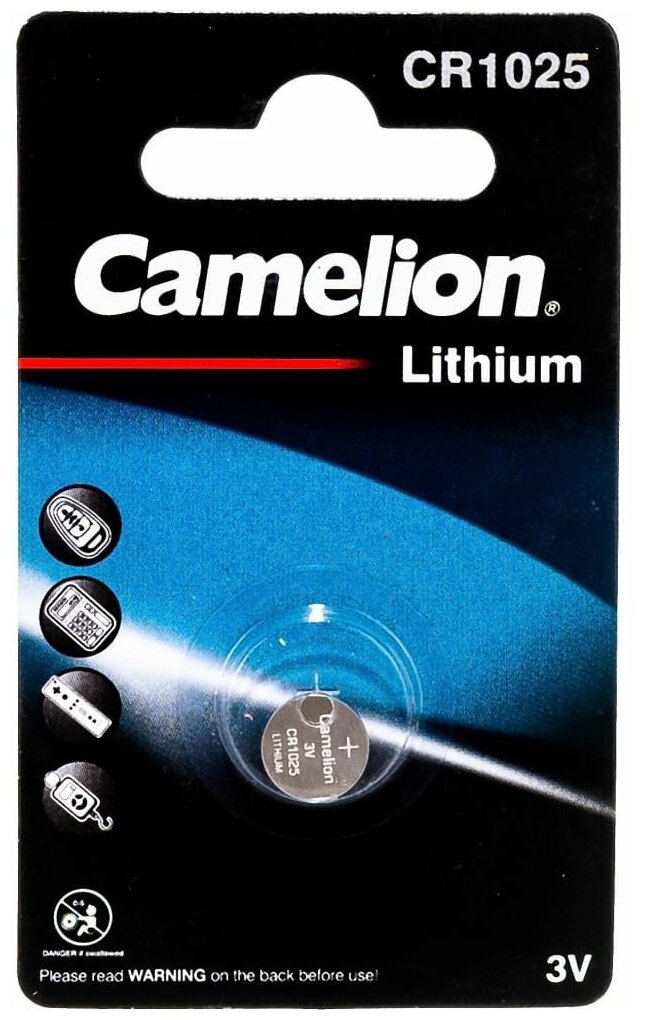 5228 Элемент питания литиевый CR CR1025 BL-1 (блист.1шт) Camelion - фото №1