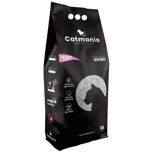 Catmania Babypowder наполнитель для кошачьего туалет с ароматом детской присыпки - 10 л cat s white baby powder наполнитель комкующийся для туалета кошек с ароматом детской присыпки 10 10 л