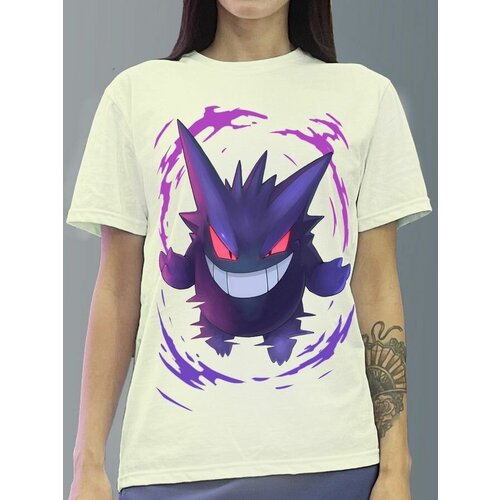 фото Футболка женская белая молочный оттенок из хлопка с dtf рисунком аниме pokemon - 985 будь на стиле