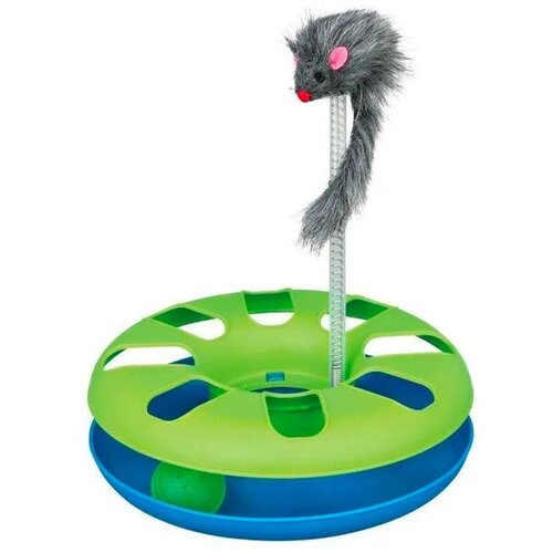 Flamingo Игрушка для кошек круг с мячиком и мышкой, 24см