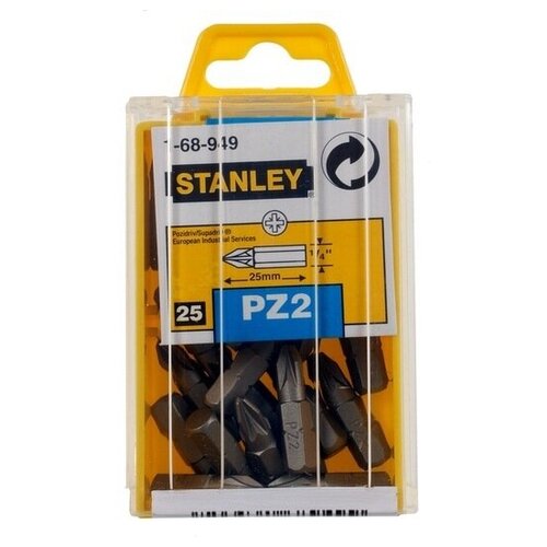 Вставки биты шестигранные Pz2 25мм 25 штук Stanley 1-68-949 набор вставок отверточных stanley 1 68 992