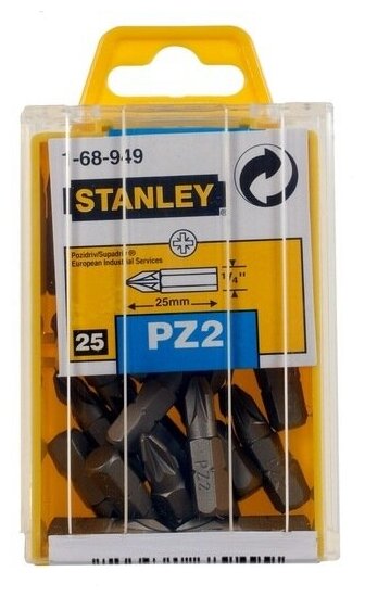 Вставки биты шестигранные Pz2 25мм 25 штук Stanley 1-68-949