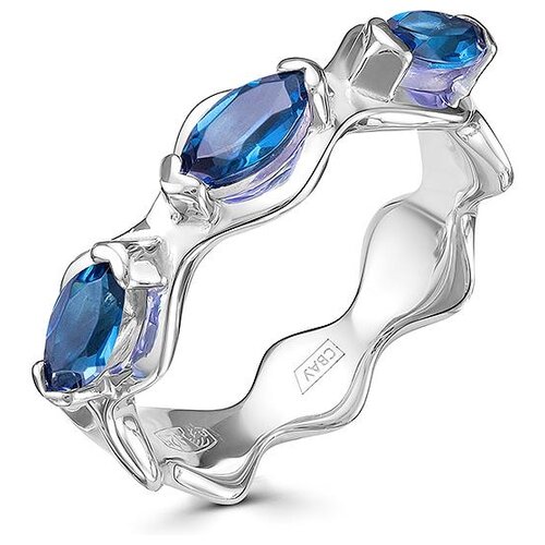 фото Алькор кольцо с 3 сапфирами из серебра 01-0424-0нсл-00, размер 16.5