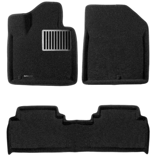 Ворсовые 3D коврики для KIA Sorento Prime 2015->2020 3D Euromat Lux (с металлическим подпятником)