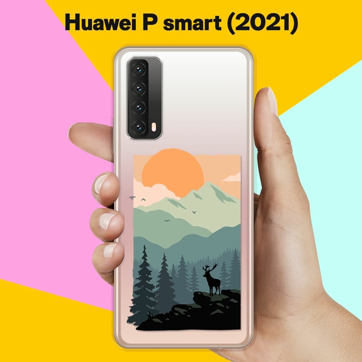 Силиконовый чехол Горы и лес на Huawei P Smart 2021