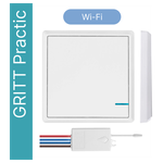 Умный беспроводной выключатель GRITT Practic 1кл. белый комплект: 1 выкл., 1 реле 1000Вт 433 + WiFi с управлением со смартфона - изображение