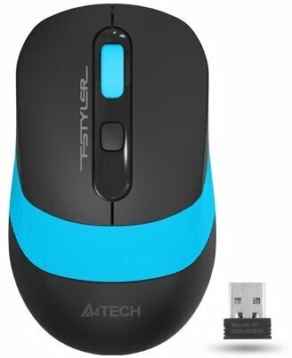 Мышь A4TECH Fstyler , оптическая, беспроводная, USB, черный и синий - фото №7