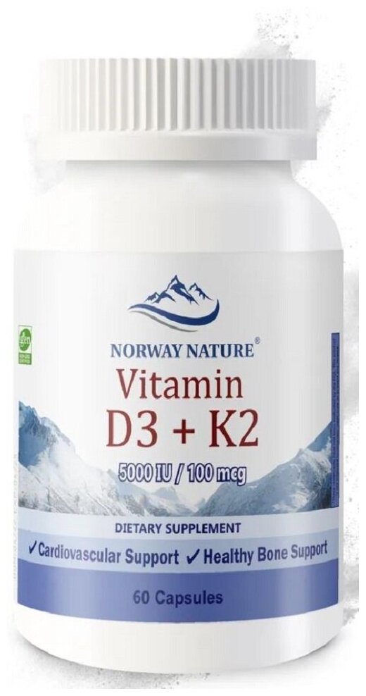 Norway Nature Vitamin D3+K2 (60 капс)