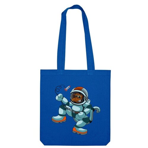 сумка обезянка космонавт ярко синий Сумка шоппер Us Basic, синий