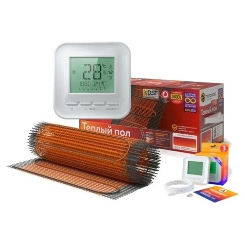 Теплый пол и терморегулятор Нагревательный мат Теплолюкс ProfiMat 60 квм 1080 Вт и Теплолюкс 520 15300₽