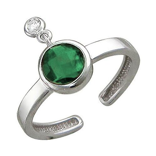 фото Эстет кольцо безразмерное с фианитом, сапфировым стеклом из серебра 01к258028, размер 15