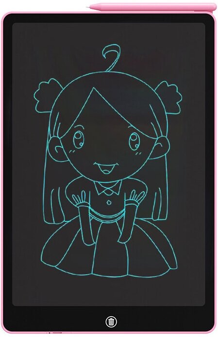 Детский планшет для рисования 16 дюймов / Электронный графический цветной планшет для рисования / Чернила: монохром. Цвет: розовый
