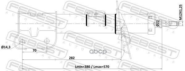 Амортизатор передний правый FEBEST 12110-012FR для автомобилей Hyundai, Kia.