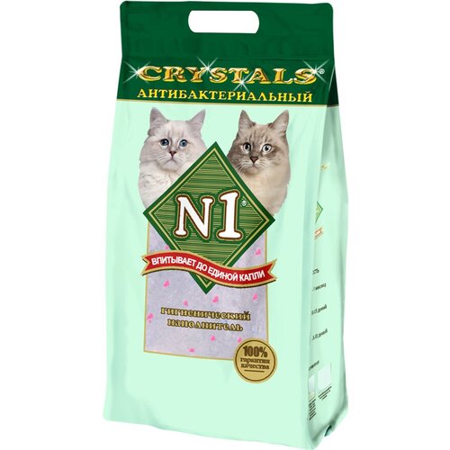 № 1 CRYSTALS – Наполнитель силикагелевый для туалета кошек «Антибактериальный» (5 л х 4 шт)