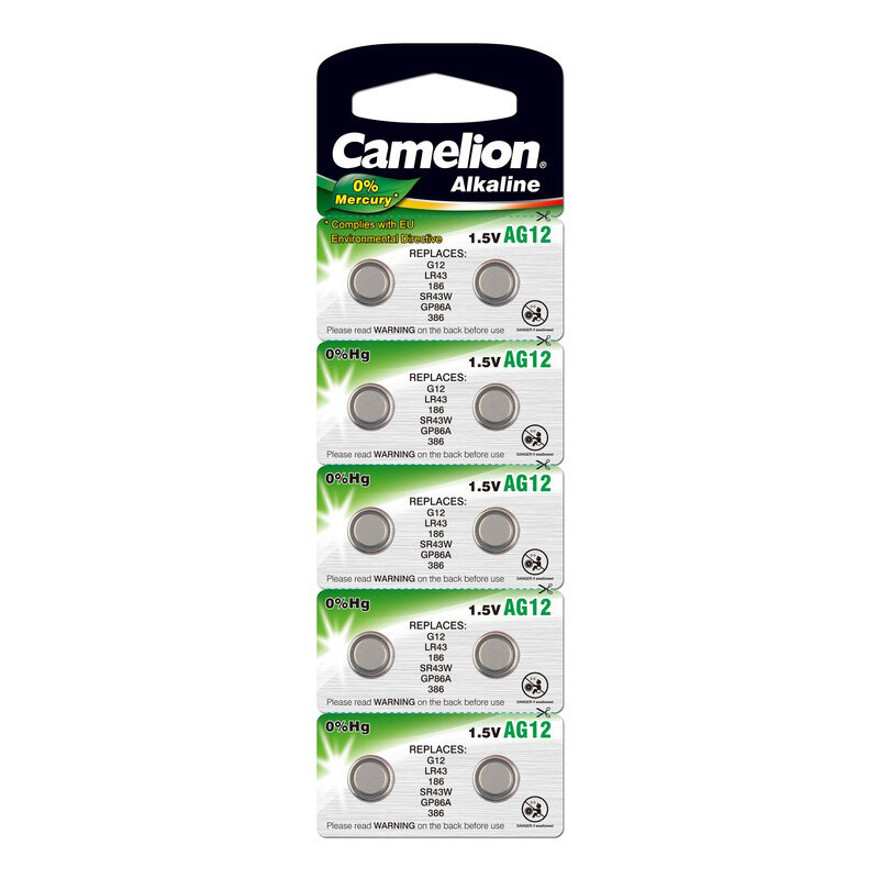 Батарейки алкалиновые 12820 Camelion AG12 LR43 386 1.5В дисковые 11.6х4.20мм 10шт