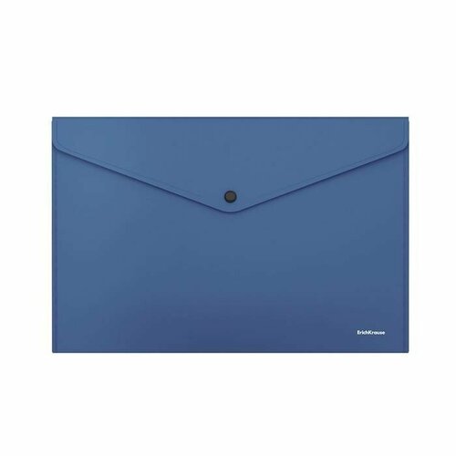 Папка-конверт на кнопке А4, 140 мкм, ErichKrause Fizzy Classic, непрозрачная, синяя, 12 шт.