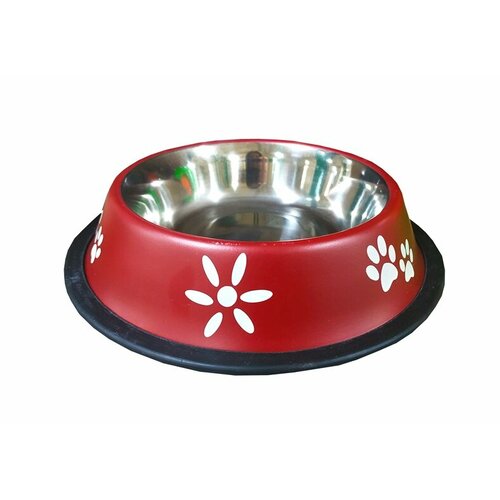 Миска (ZR) 0,45л вишнёвая с рисунком металл