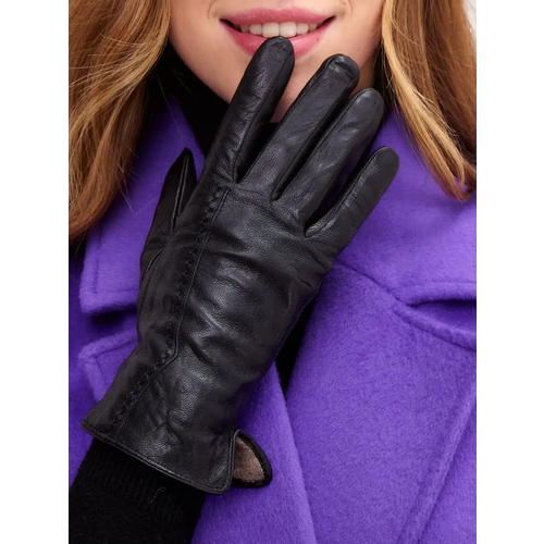 фото Перчатки , демисезон/зима, натуральная кожа, утепленные, размер 6,5, черный veniram shop