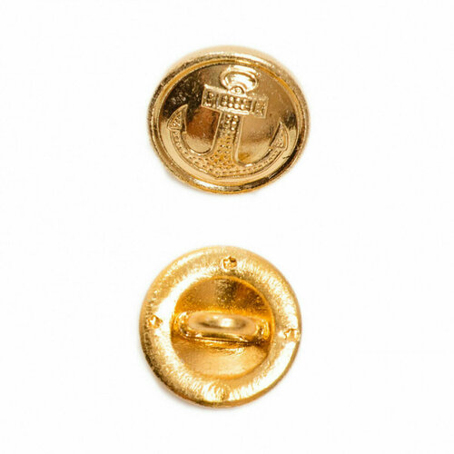 пуговица якорь вмф золотая 22 мм металл 10 штук Пуговица металлическая ВМФ (с якорем) золотая, Размер Большая