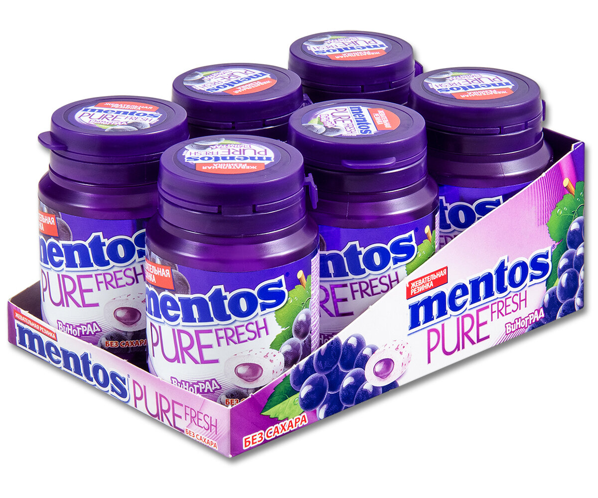 Жевательная резинка Mentos Pure Fresh вкус Виноград, 6 шт по 54 г - фотография № 9