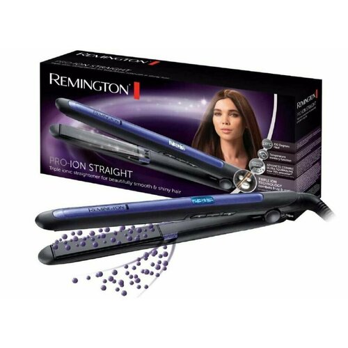 Выпрямитель для волос Remington Pro-Ion Straight S7710, тройная ионная технология; 9 настроек температуры; функция памяти; чехол; ЖК-дисплей; керамика с турмалином s7710 выпрямитель для волос remington s7710