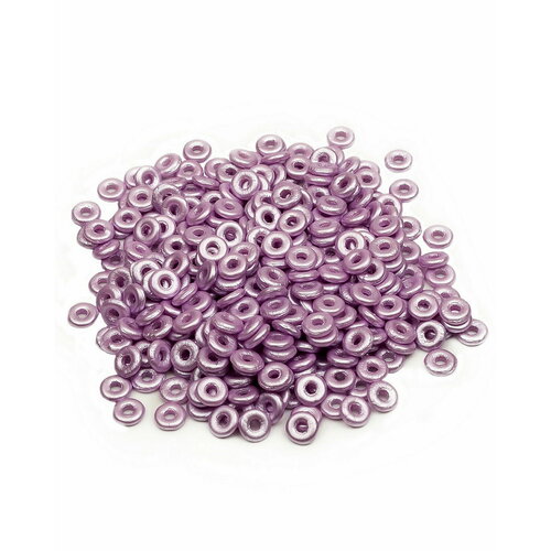 Бусины стеклянные O bead, размер 1,3х4 мм, диаметр отверстия 1,4 мм, цвет: Alabaster Pastel Light Rose, 10 грамм (около 330 шт.). бусины стеклянные цвет античный белый диаметр 10 мм