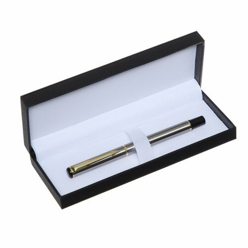 Ручка подарочная роллер в кожзам футляре ПБ IT, корпус серебро/золото