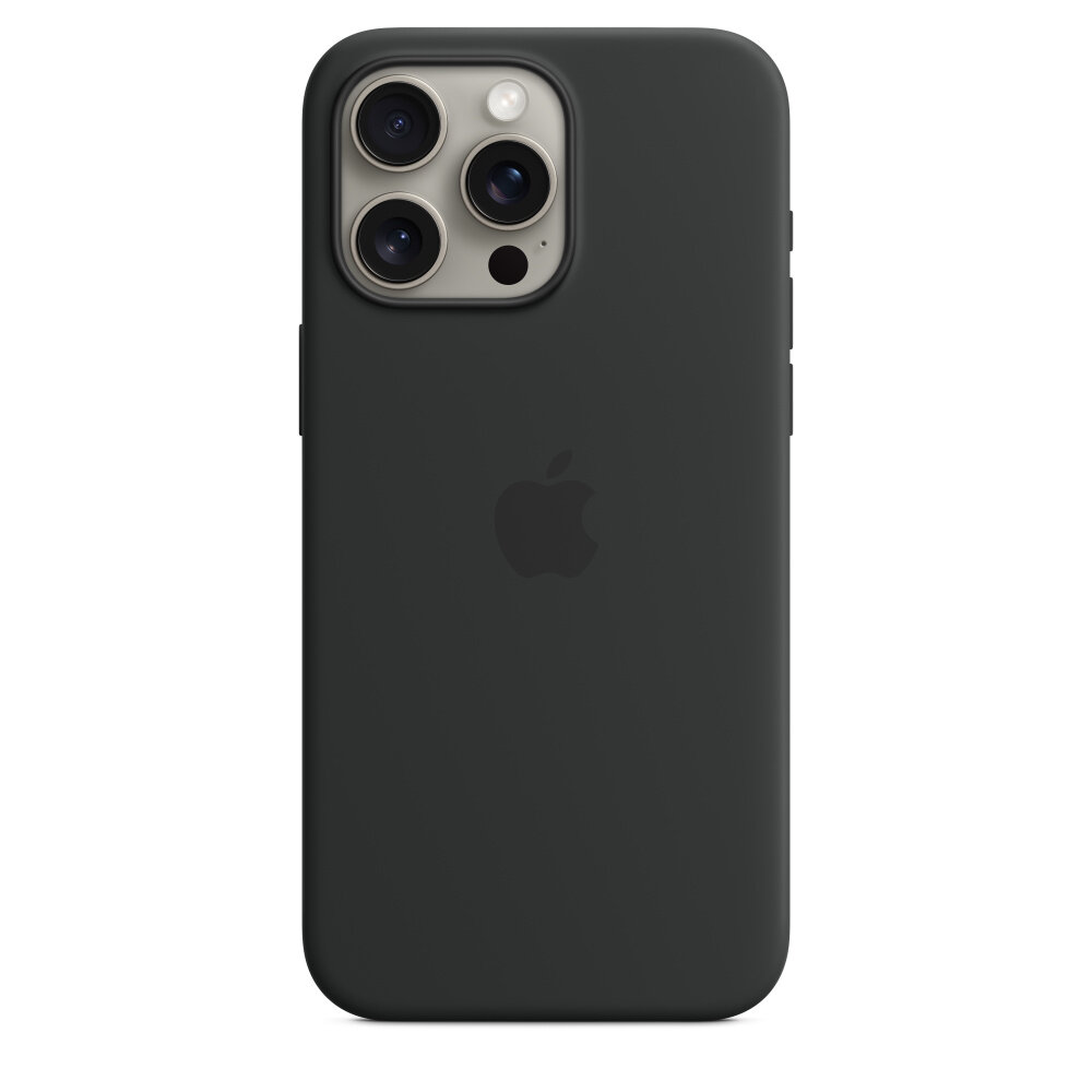 Чехол силиконовый Apple iPhone 15 Pro Max Silicone Case with MagSafe Black (Чёрный) MT1M3ZM/A