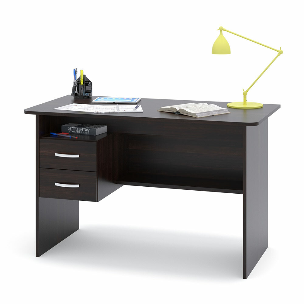 Письменный стол со встроенной тумбой 07.1, цвет дуб венге, ШхГхВ 120х60х74 см.