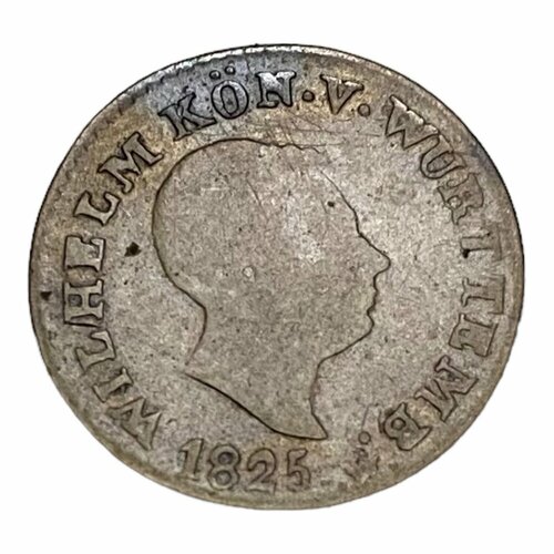 Германия, Вюртемберг 1 крейцер 1825 г. (W) клуб нумизмат монета 3 крейцера вюртемберга 1824 года серебро вильгельм