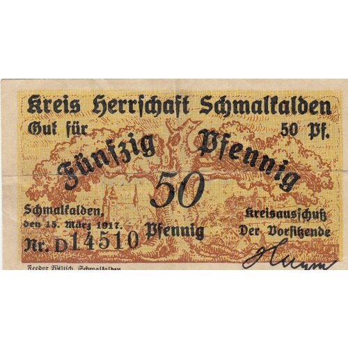 Германия (Германская Империя) Шмалькальден 50 пфеннигов 1917 г. германия германская империя ильзенбург 50 пфеннигов 1917 г