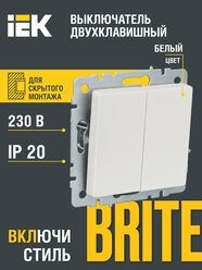 2-клавишный выключатель IEK Brite 10а вс10-2-0-брб белый