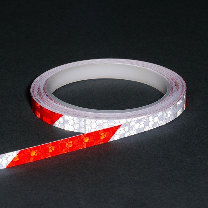 Светоотражающая лента самоклеящаяся красно-белая 1 см х 8 м