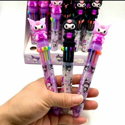 Ручка шариковая автоматическая 10 цветов Куроми/Kuromi фиолетовая