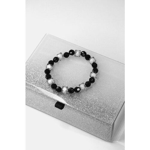 фото Браслет, размер 19 см, размер one size, диаметр 9 см, белый, черный без бренда