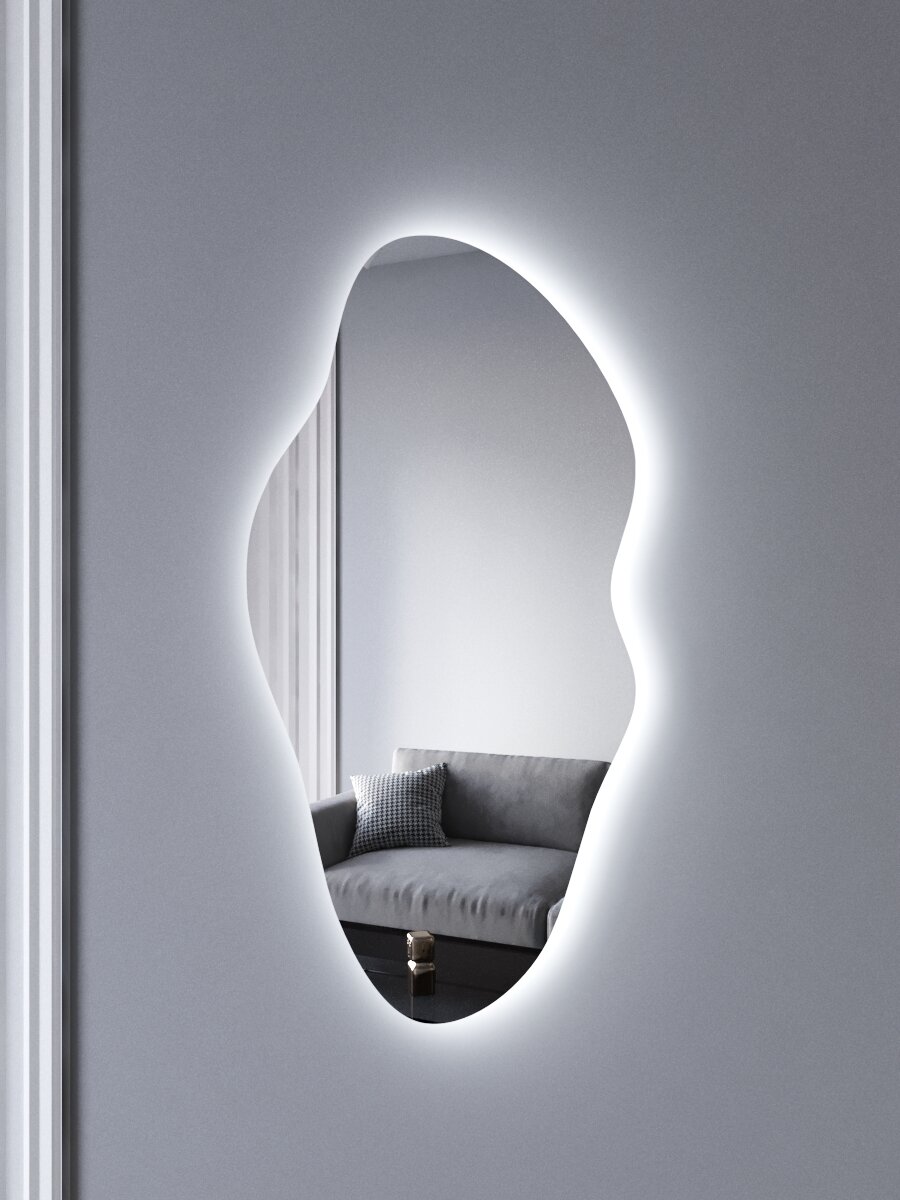 Зеркало настенное с подсветкой, фигурное, 110*60 см - фотография № 7