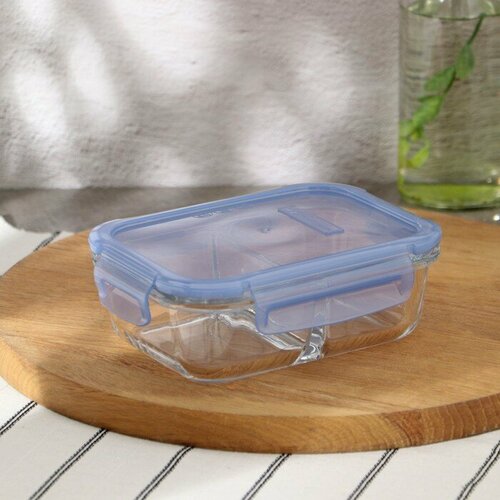 Paşabahçe Контейнер стеклянный Lockie&Lock Food, с крышкой, 600 мл, цвет синий