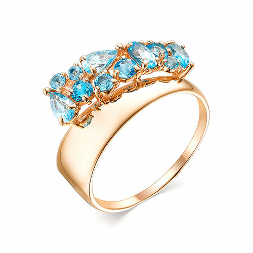 фото Кольцо bolshakoff, красное золото, 585 проба, топаз, аметист, размер 18.5