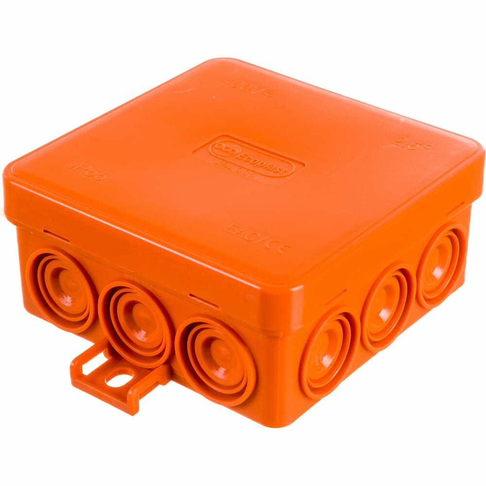 Экопласт JBL085 Коробка огн. E110, о/п 85х85х38, 12 вых, IP55, 2P, цвет оранж 43055HF