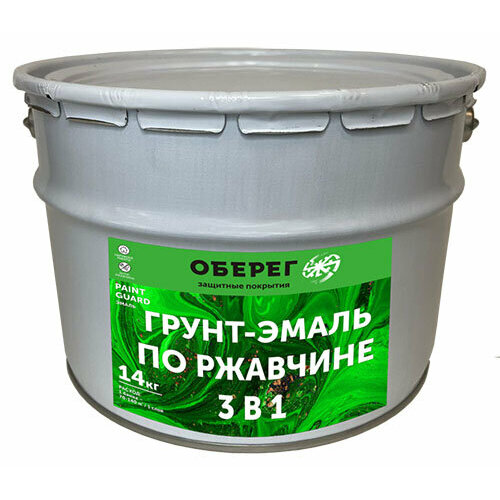 Эмаль по ржавчине 3 в 1 PaintGuard, 10 л, серый Оберег 5181007