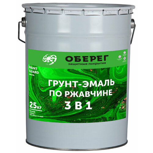 Эмаль по ржавчине 3 в 1 PaintGuard, 20 л, чёрный Оберег 5182033