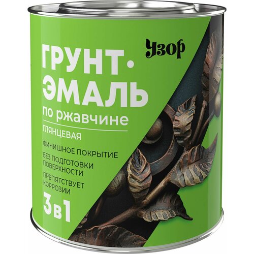 Алкидная эмаль по ржавчине дерево, металл Узор 3в1 Узор гладкая зеленый 2,7 кг