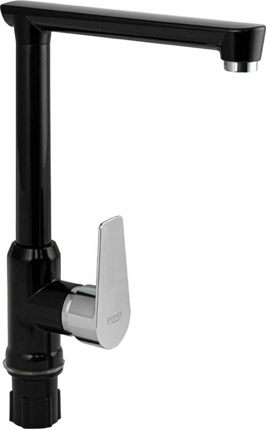 фото Смеситель на кухню, боковой Г-образный излив, шаровый из высокопрочного пластика АБС, черный
